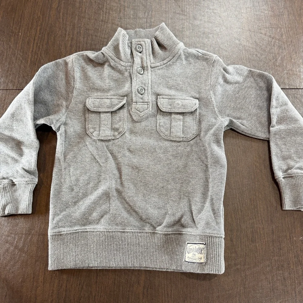 Varsity League Gap Kids Gray Henley Pullover Sweatshirt Sz S